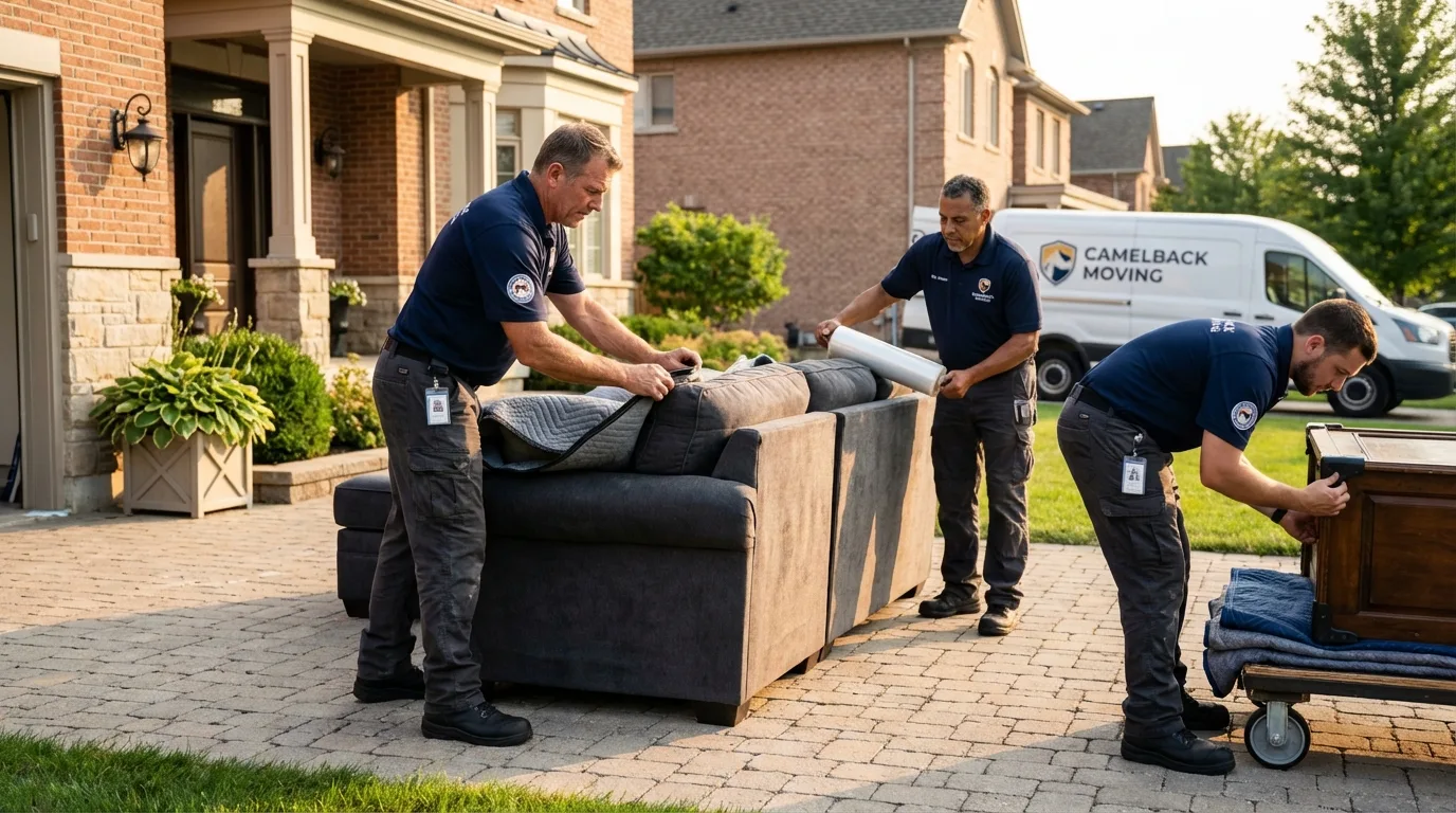 Large estate moving crew wrapping furniture in Wood Dale, IL