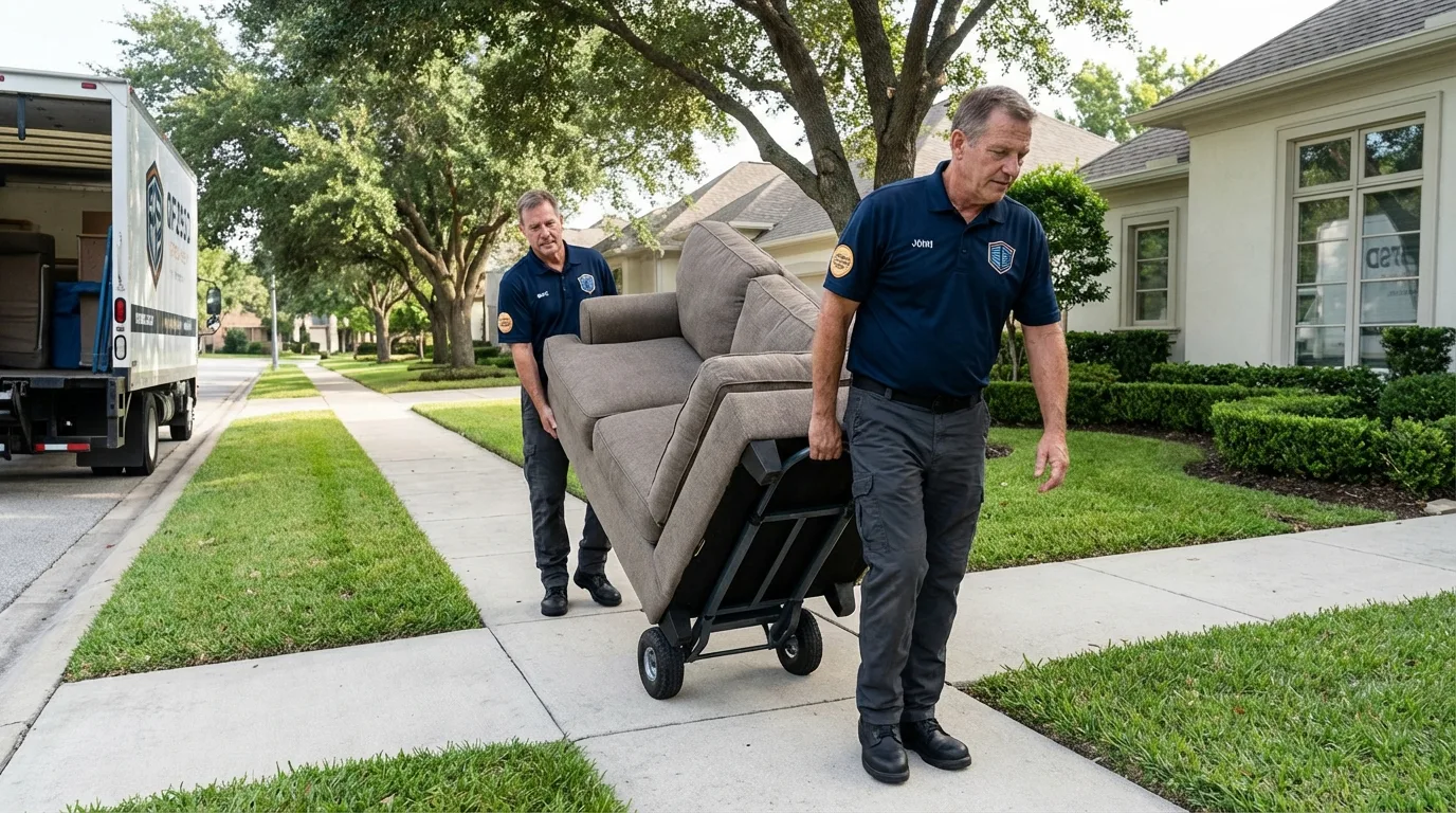 Local residential moving crew loading furniture in Wood Dale, IL